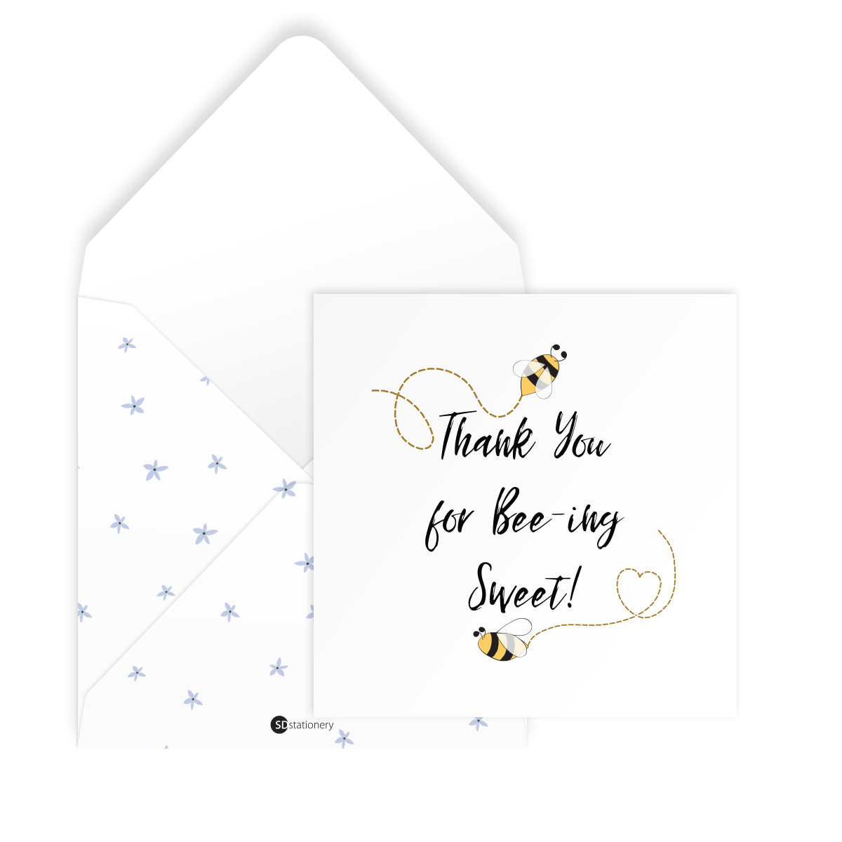 Bộ 4 thiệp vuông 12cm SDstationery LET IT BEE chúc mừng, tình bạn, tình yêu, sinh nhật, truyền cảm hứng, động viên