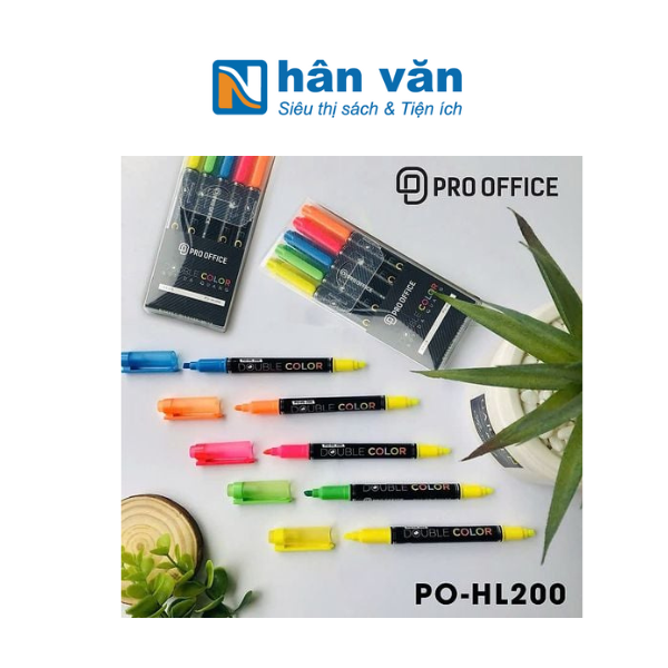 Bút Dạ Quang Highlight Pro - Office 2 Đầu PO-HL200