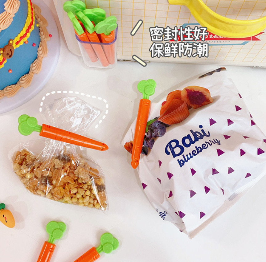 Set 5 Kẹp Miệng Túi Hình Củ Cà Rốt Hoạt Hình Dễ Thương- kẹp túi đựng thức ăn