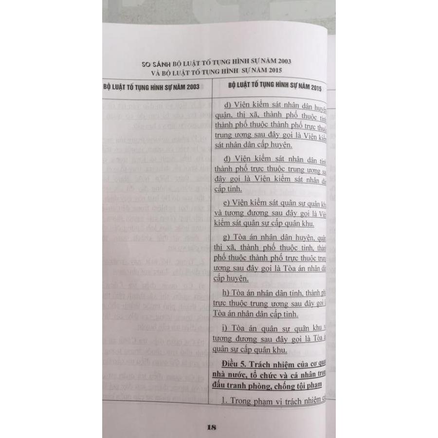 So sánh đối chiếu Bộ luật tố tụng hình sự năm 2003 và Bộ luật tố tụng hình sự 2015