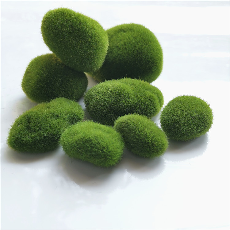 Combo 3 viên đá giả phủ rêu xốp trang trí tiểu cảnh, chậu hoa lan, làm terrarium