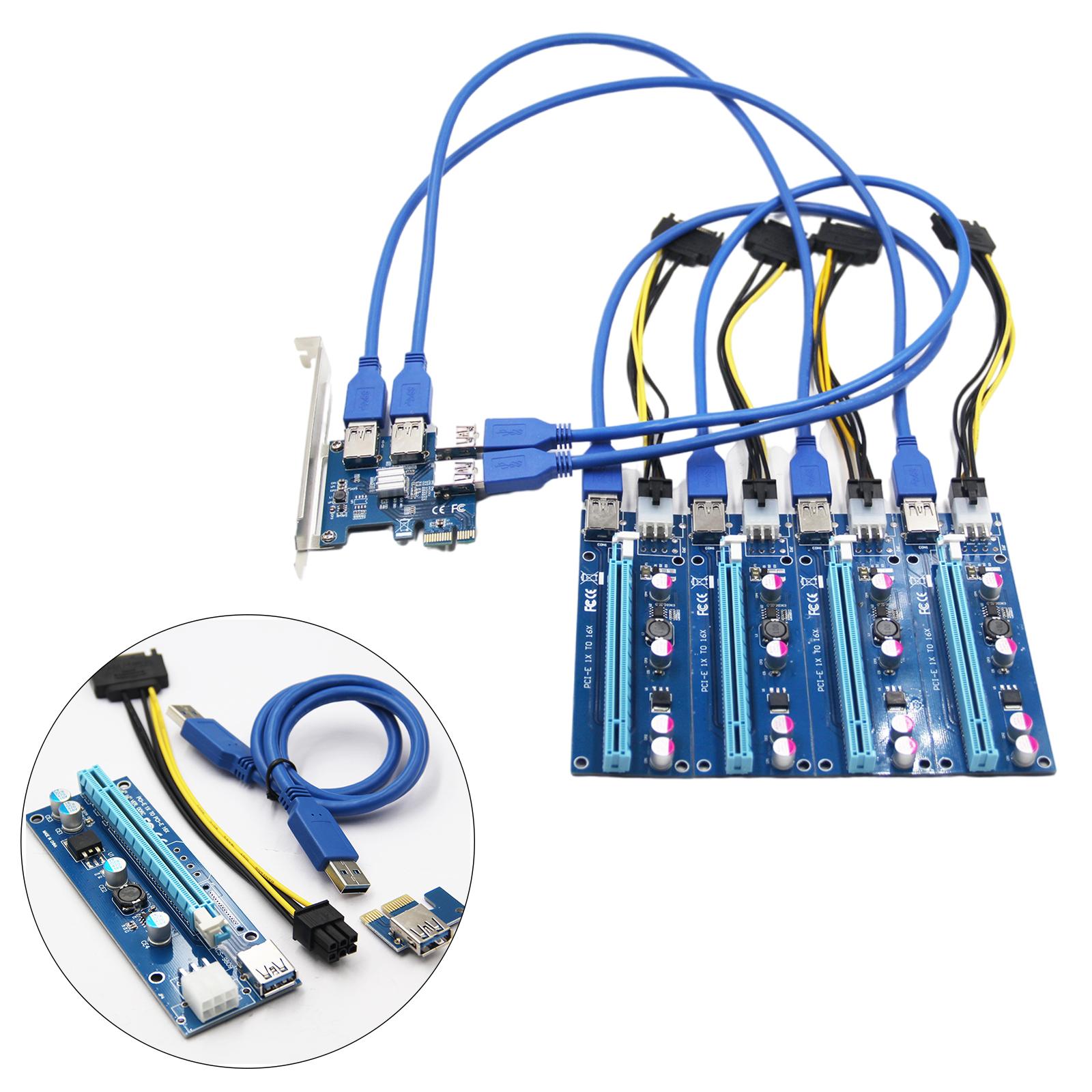 USB 3.0 PCI-E 1X to 16X Riser Card Adapter for BTC Miner PC Desktop