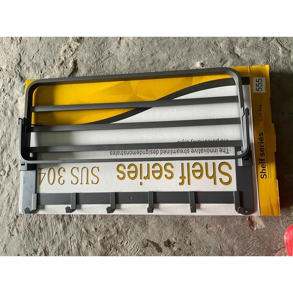 Máng Khăn Tầng Đa Năng màu xám - Máng Khăn Xếp màu xám - Móc áo màu xám inox 304