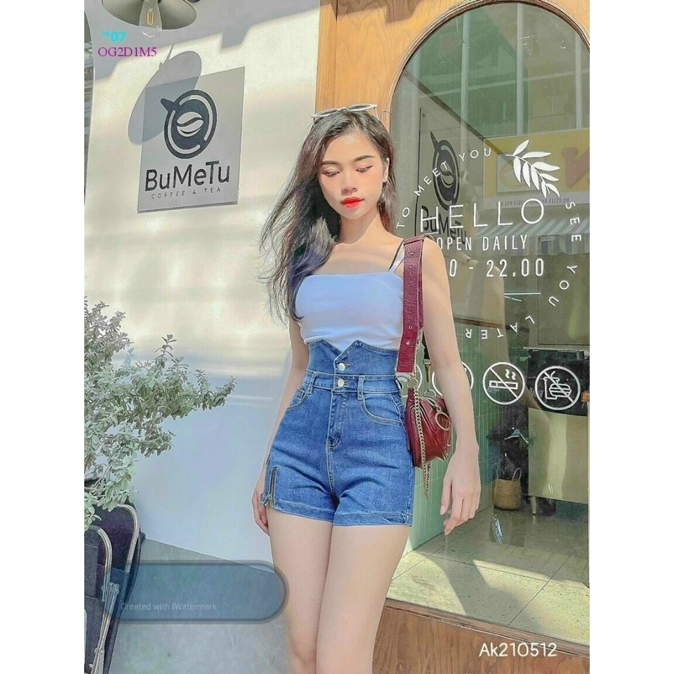 Quần Short Jean Nữ Lưng Cao Quần Sọt Ngố Nữ chất bò cao cấp co giãn nhẹ thời trang Lady Fashion - QSJN5021