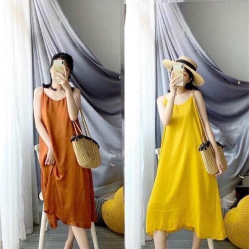 ĐẦM VOAN MAXI 2 DÂY 7 MÀU CỰC XINH - FORM RỘNG THOẢI MÁI - BẦU BÍ VÔ TƯ