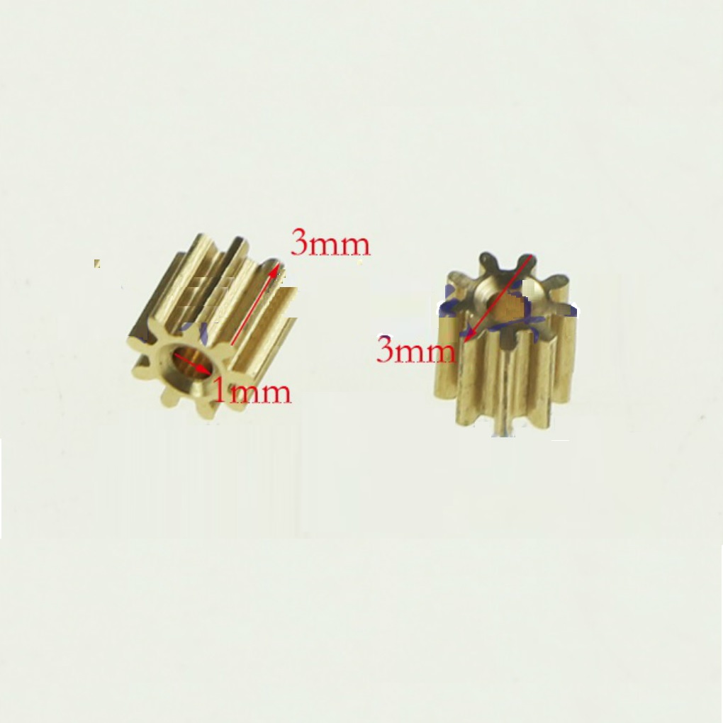 Bánh răng đồng 9 răng trục 1mm nối trục động cơ