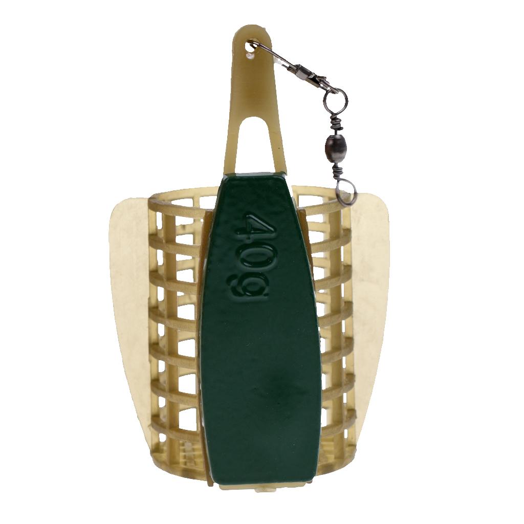 2xFishing Feeder Lure Trap Bait Cage Bait Thrower with Lead Sinker 40g