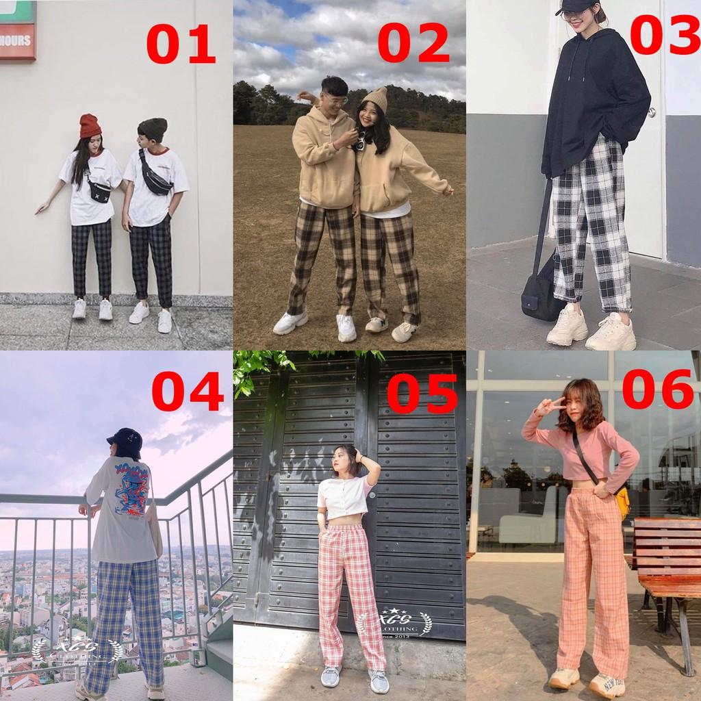 Quần baggy sọc caro