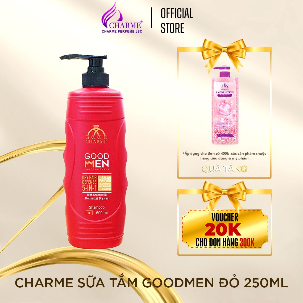 Sữa Tắm Gội CHARME GOODMEN Chiết Xuất Thiên Nhiên Nuôi Dưỡng Tóc Mềm Mại Ống Mượt 5 Trong 1 750ml