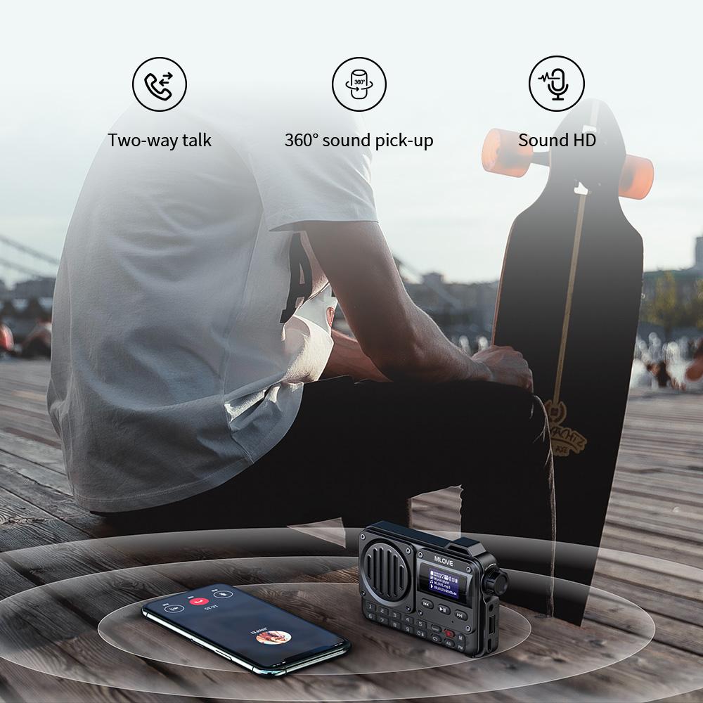 Loa Bluetooth siêu di động MLOVE BV800 có đài FM, màn hình LCD, ăng-ten, đầu vào AUX, đĩa USB, thẻ TF, máy nghe nhạc MP3