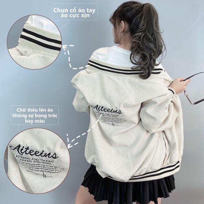 Áo khoác nhung, áo nhung bombo aiteeins ma4577100 cúc bấm sumisu shop