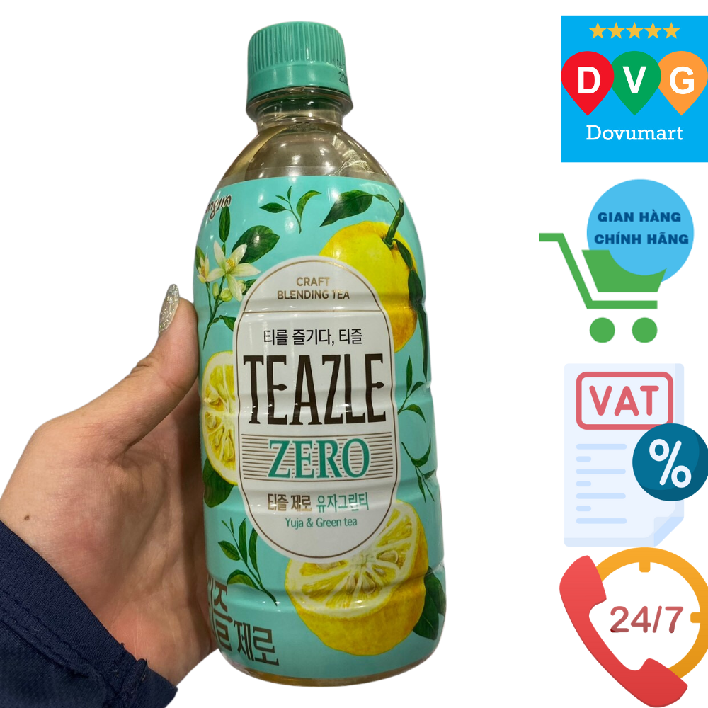 Nước Trà Teazle Vị Trà Xanh Và Chanh Vàng Woongjin Hàn Quốc Chai 500ML / 웅진) 티즐 유자 그린티 500ML