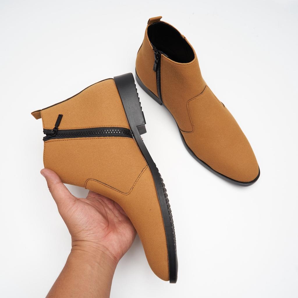 Giày chelsea boots nam da lộn, cổ lửng,khóa kéo,đế khâu.