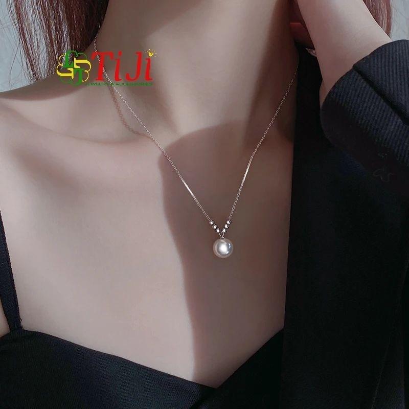 Dây chuyền nữ inox xỏ bi mặt ngọc trai nhân tạo đẹp thời trang không đen không gỉ sét