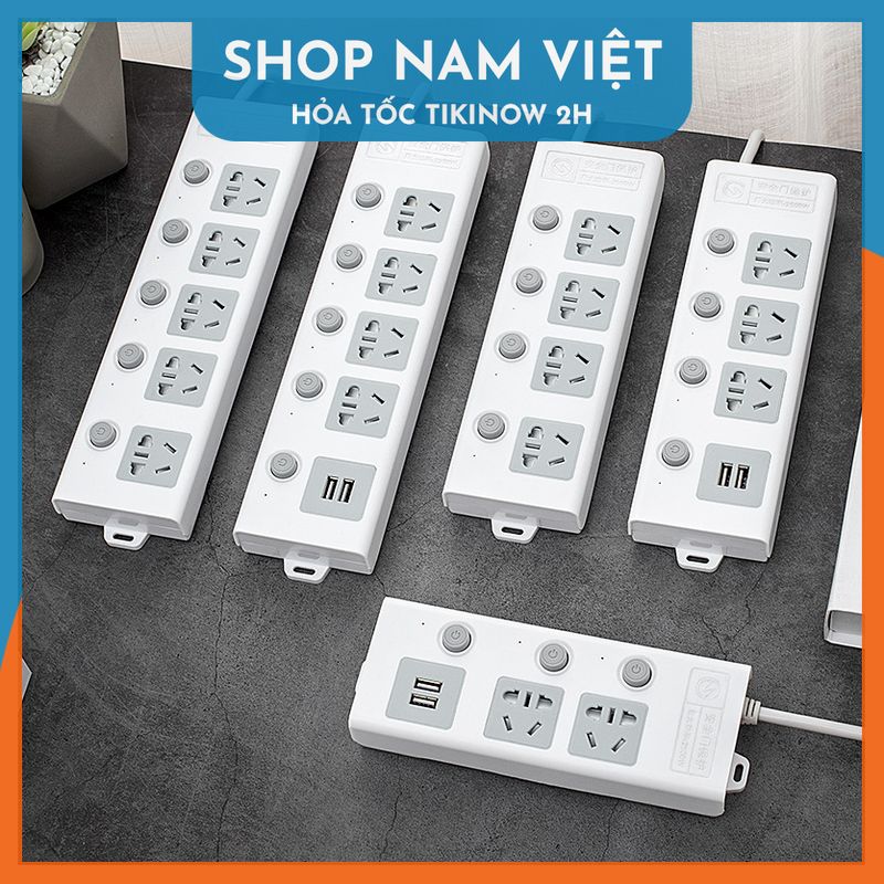 Ổ Cắm Điện Kèm Cổng USB Công Tắc Riêng Chịu Tải 2500W, Chống Giật, Chống Cháy