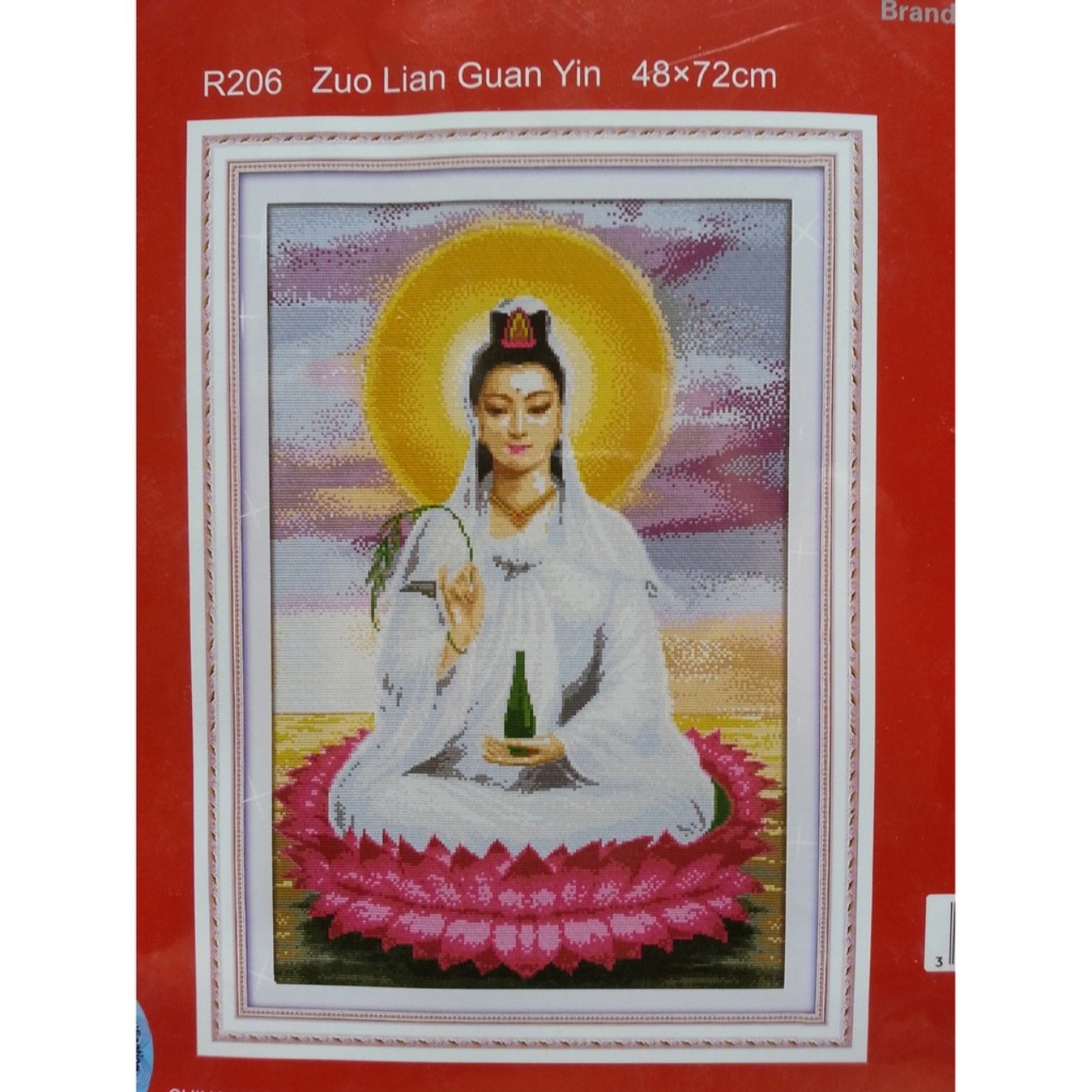 TRANH THÊU CHỮ THẬP QUAN ÂM 48x72CM -TỰ THÊU