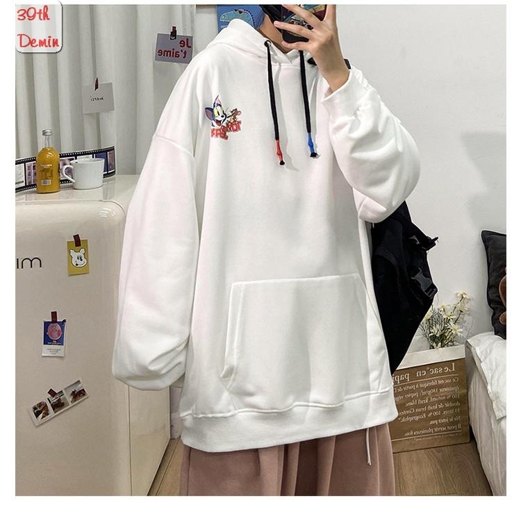 Áo Hoodie TOM & JERRY vui nhộn phong cách Hàn Quốc chất NỈ COTTON lót BÔNG unisex nam nữ
