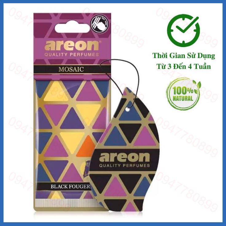 Lá thơm treo khử mùi Ô tô AREON BLACK FOUGGERE Hương Black Fougere