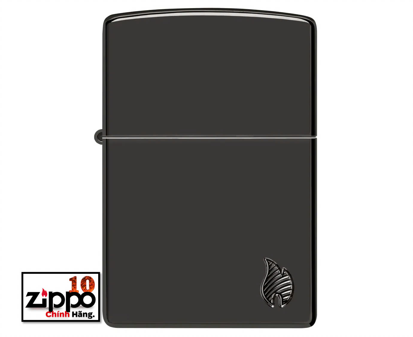 Bật lửa Zippo 46402 Armor High Polish Black Flame Design - Chính hãng 100%