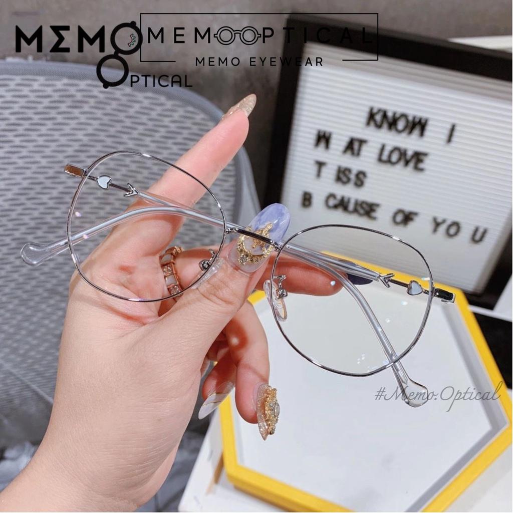 Gọng kính kim loại siêu nhẹ nam nữ Memo Optical dáng kính thời trang cách điệu 3132