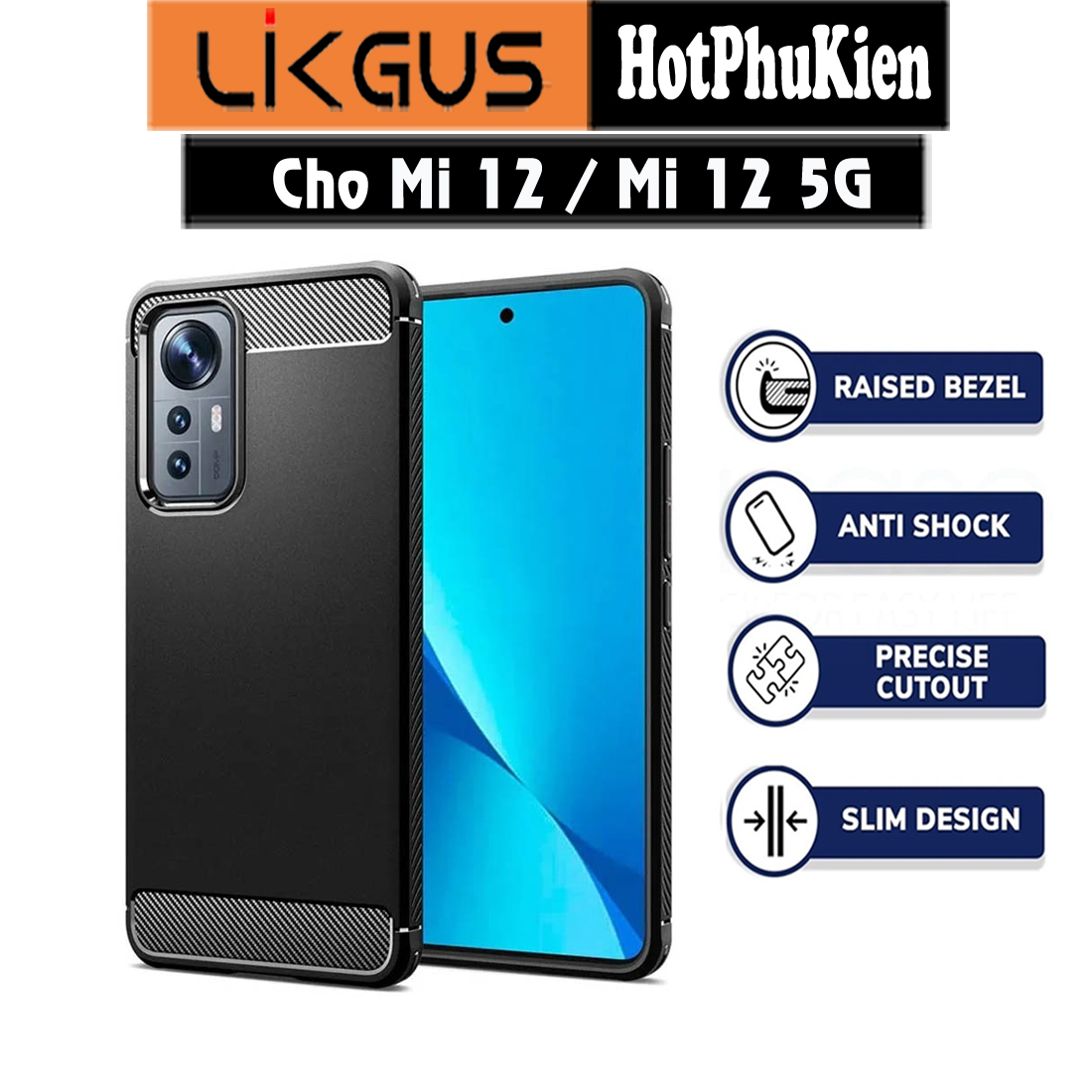 Ốp lưng chống sốc vân kim loại cho Xiaomi Mi 12 / Mi 12 5G hiệu Likgus - Hàng nhập khẩu