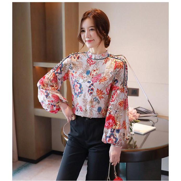 Áo kiểu hoa cổ trụ cao cấp HÀNG SẲN AG78-1120