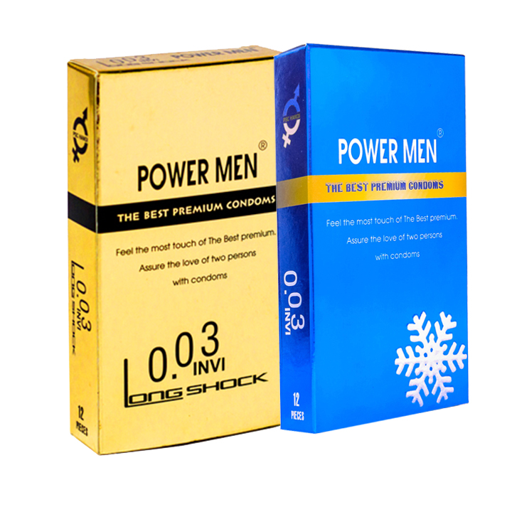 Bao cao su Powermen 0.03 Kéo dài và Mát Lạnh Hộp 12 BCS