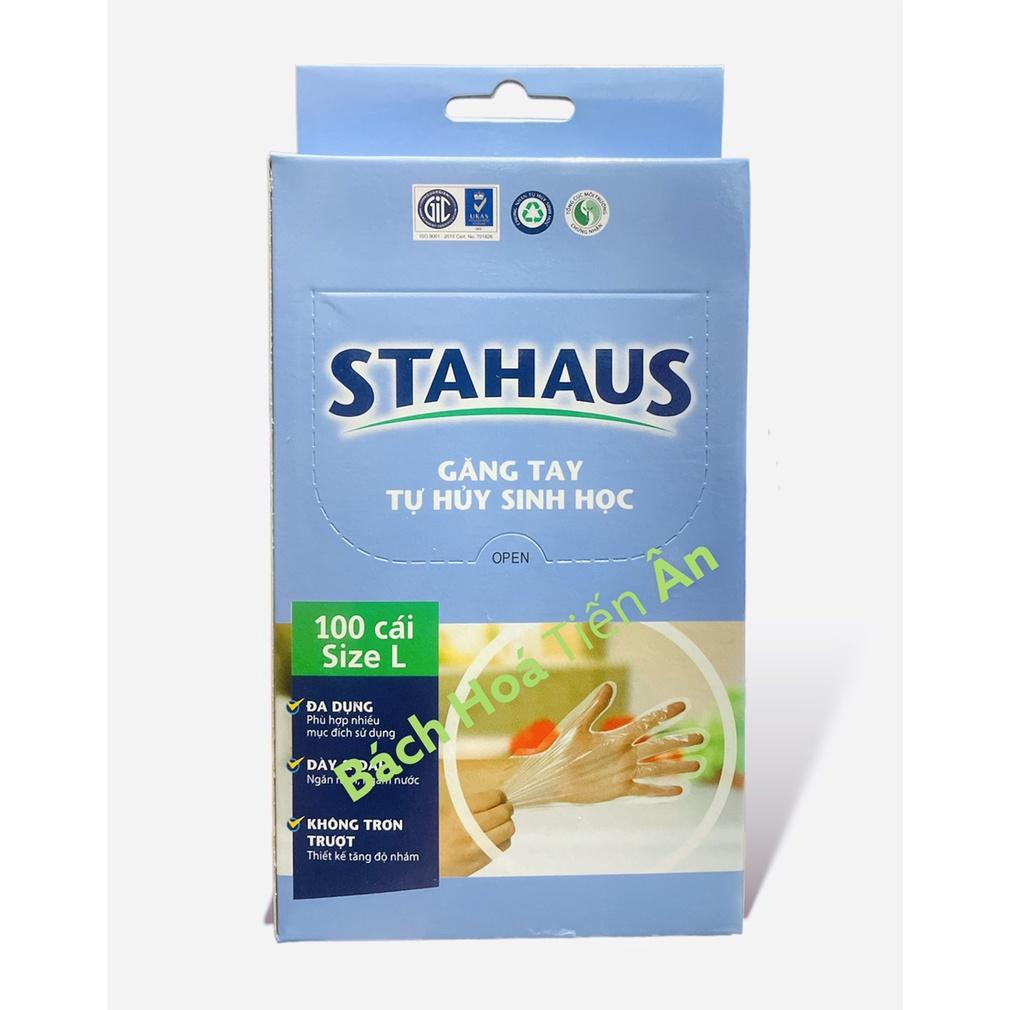 Găng Tay Tự Hủy Sinh Học STAHAUS hộp 100 cái size L- đa dụng- dầy dai- không trơn trược