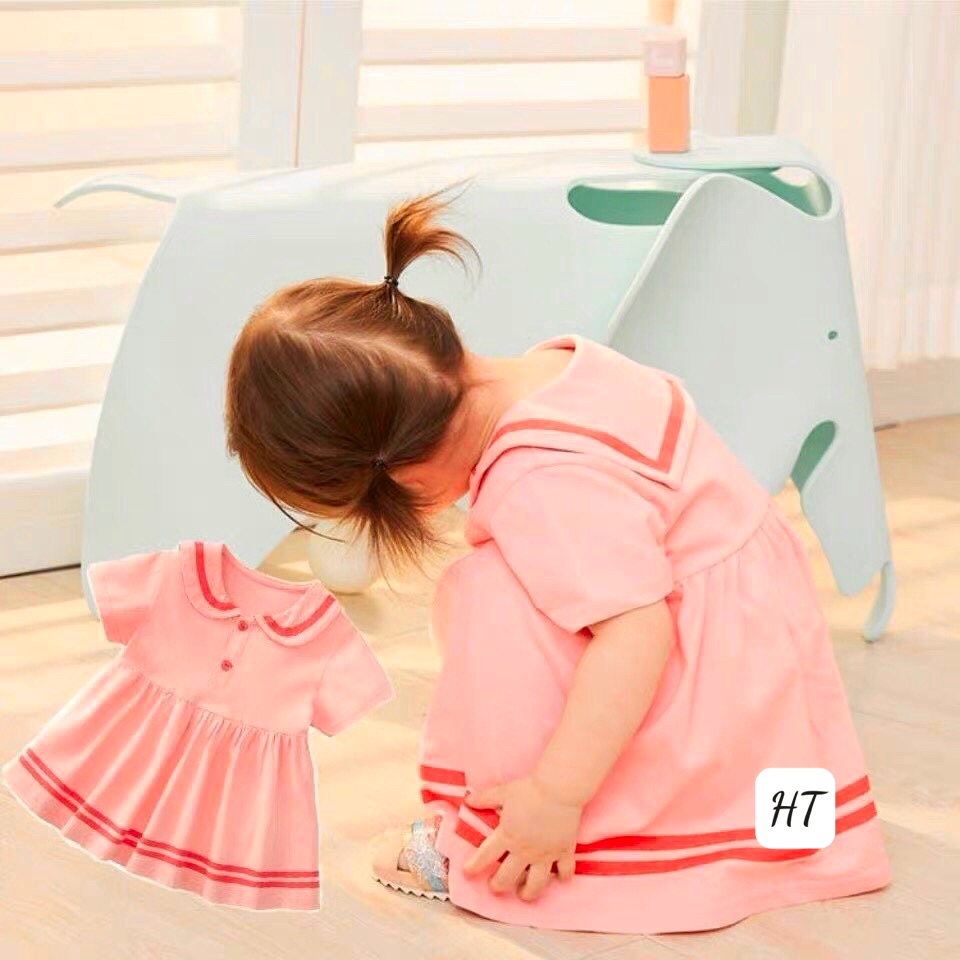 VÁY HỒNG CỔ SEN CHO BÉ GÁI