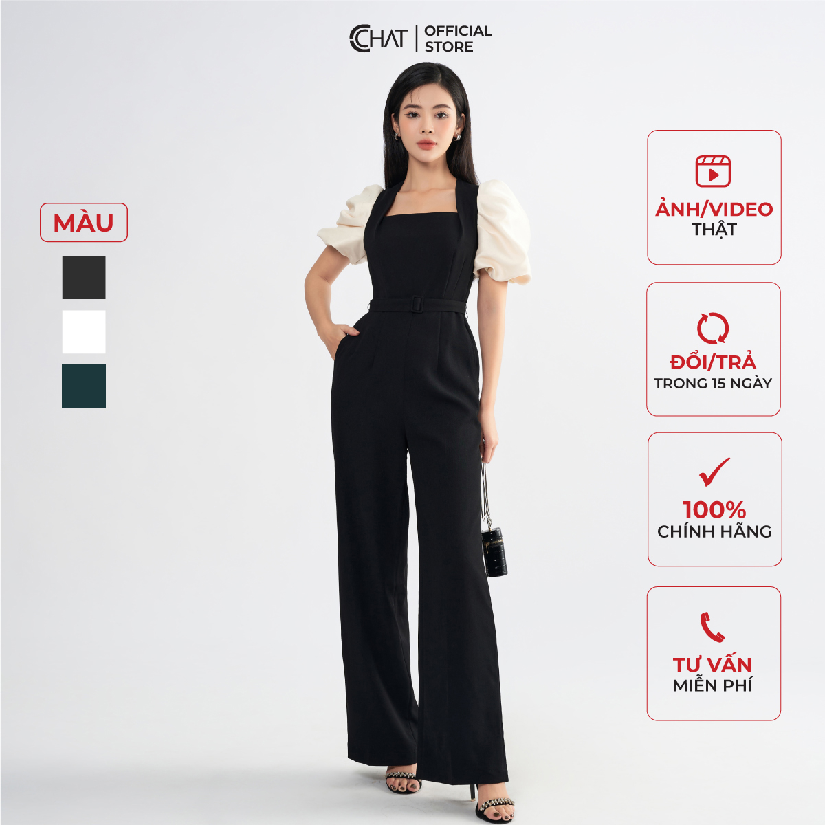 Jumpsuit Nữ  Dáng Suông Boom Tay Chất Tuytsi Cao Cấp 62JNS8002ST