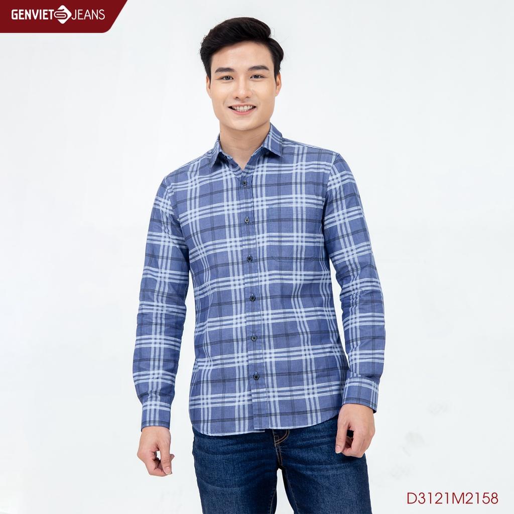 Áo Sơ Mi Jeans Kẻ Nam Dài Tay D3121M2158 GENVIET