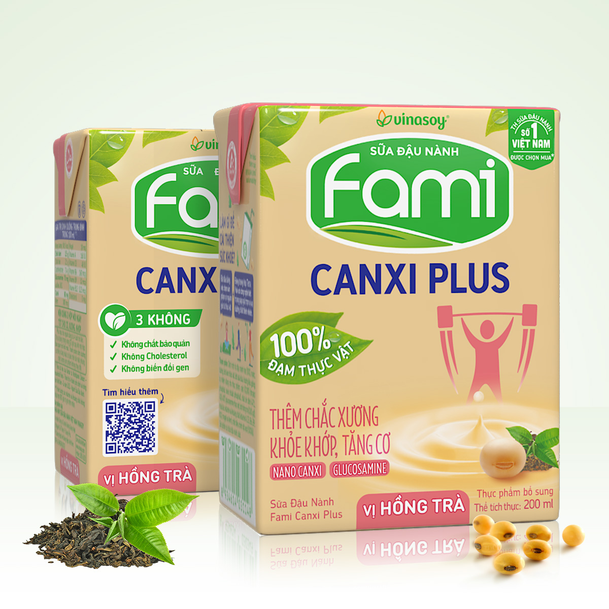 Thùng sữa đậu nành Fami Canxi Plus vị hồng trà hộp (200ml x 36 hộp)