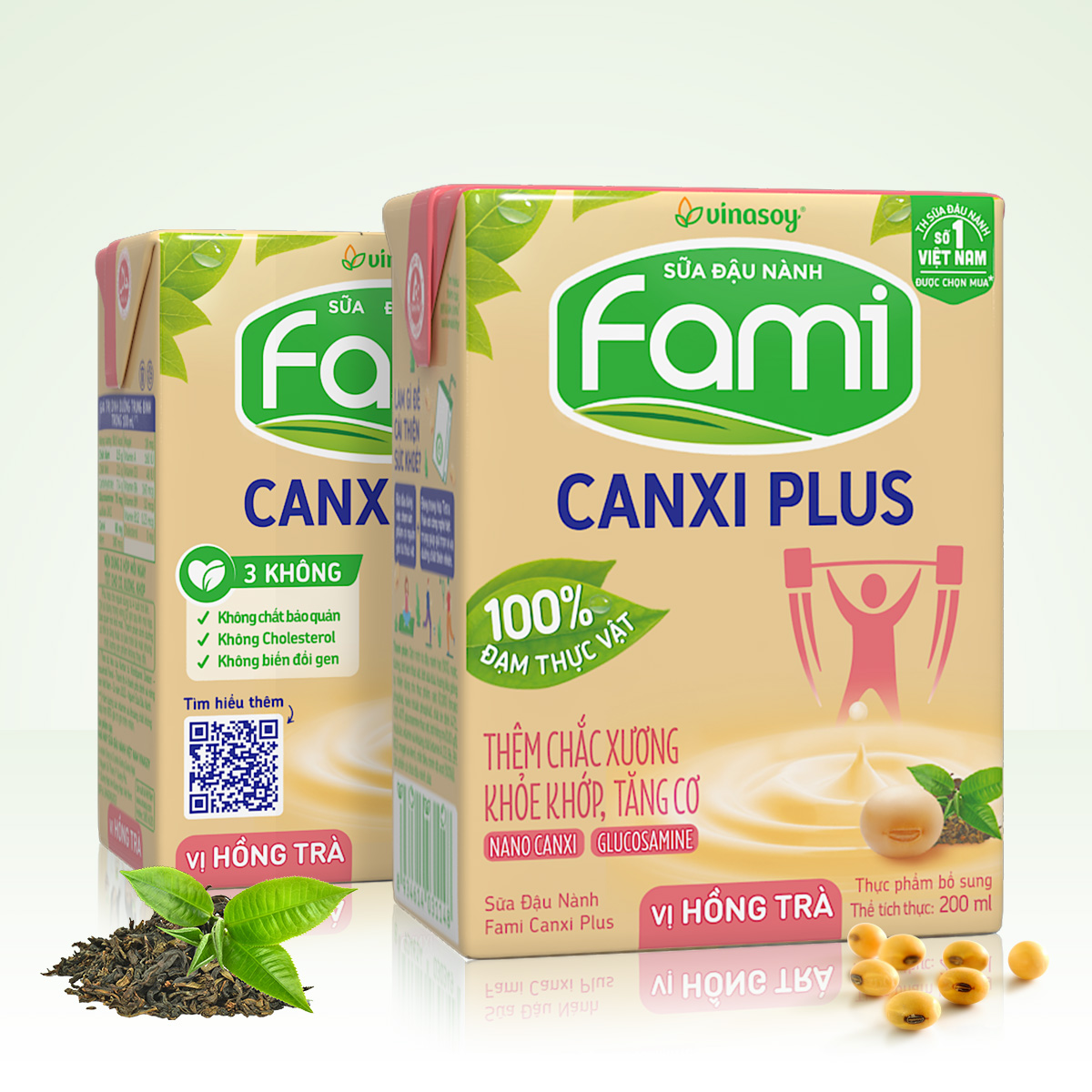 Thùng sữa đậu nành Fami Canxi Plus vị hồng trà hộp