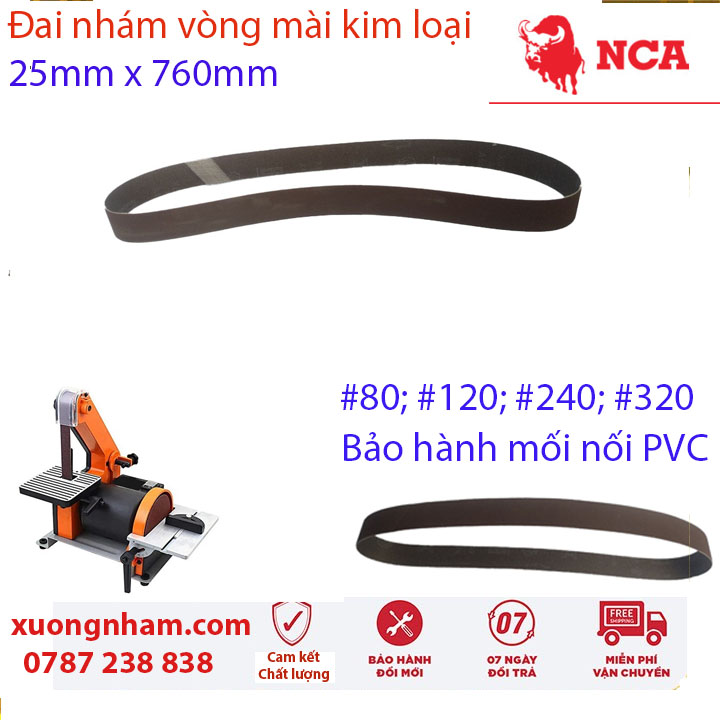 ️ Nhám vòng 25x760mm mài kim loại, độ hạt P60-P800 mối nối PVC, mã vải X871