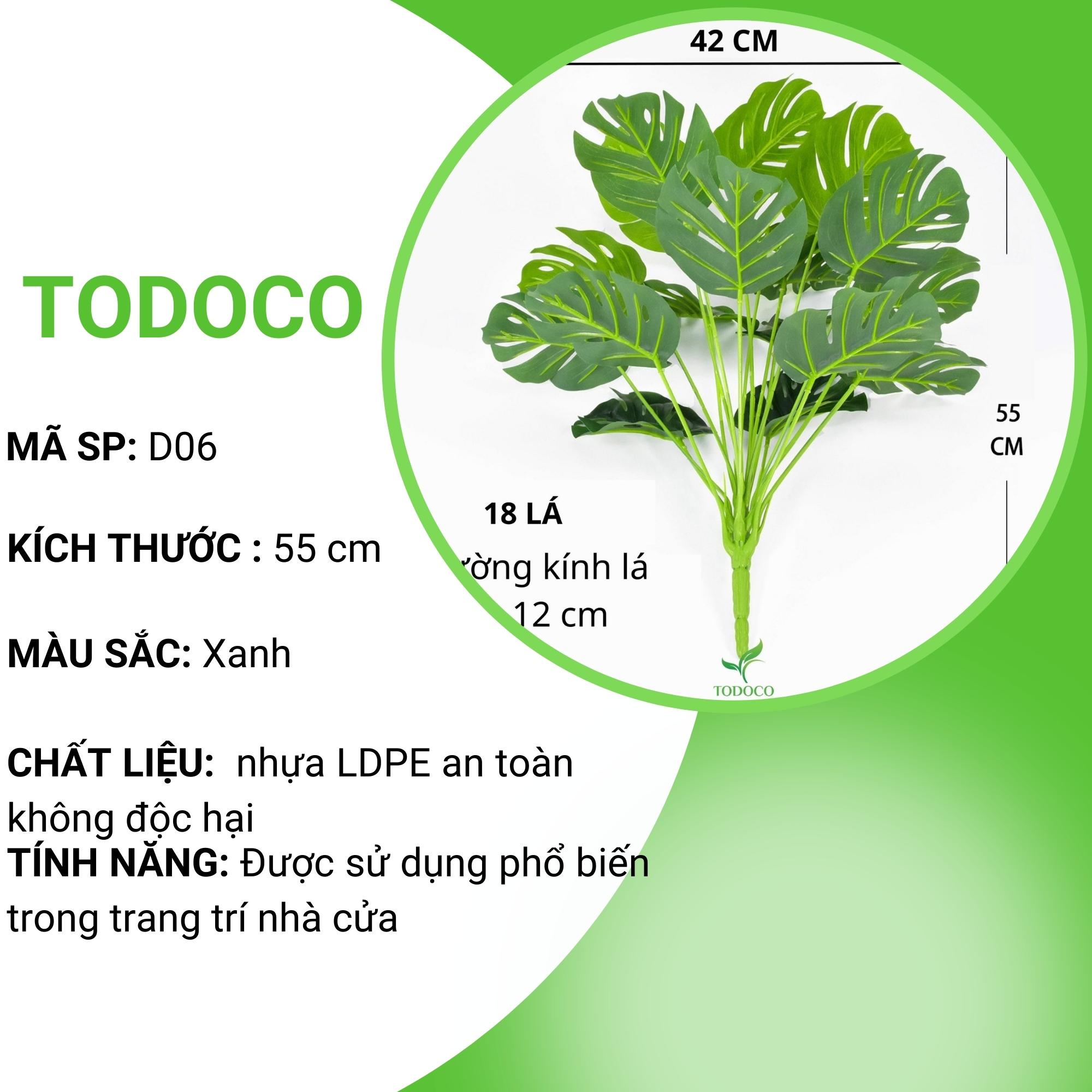 Cây lá rùa lớn 18 lá giả TODOCO trang trí nhà cửa để phòng khách, cây nhựa cắm bình decor nội thất cao cấp