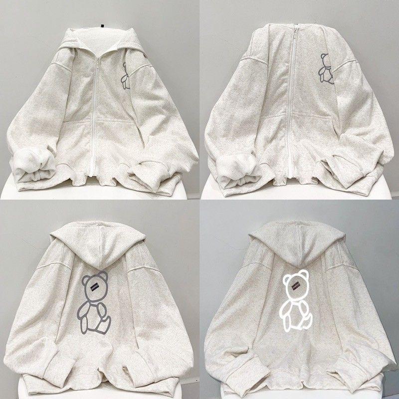 Áo khoác gấu phản quang chất nỉ bông cao cấp dày mịn,áo khoác gấu unisex thích hợp mặc cặp kèm video