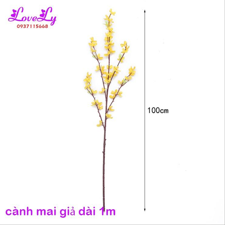 Cành hoa mai mỹ giả trang trí tết dài 1m