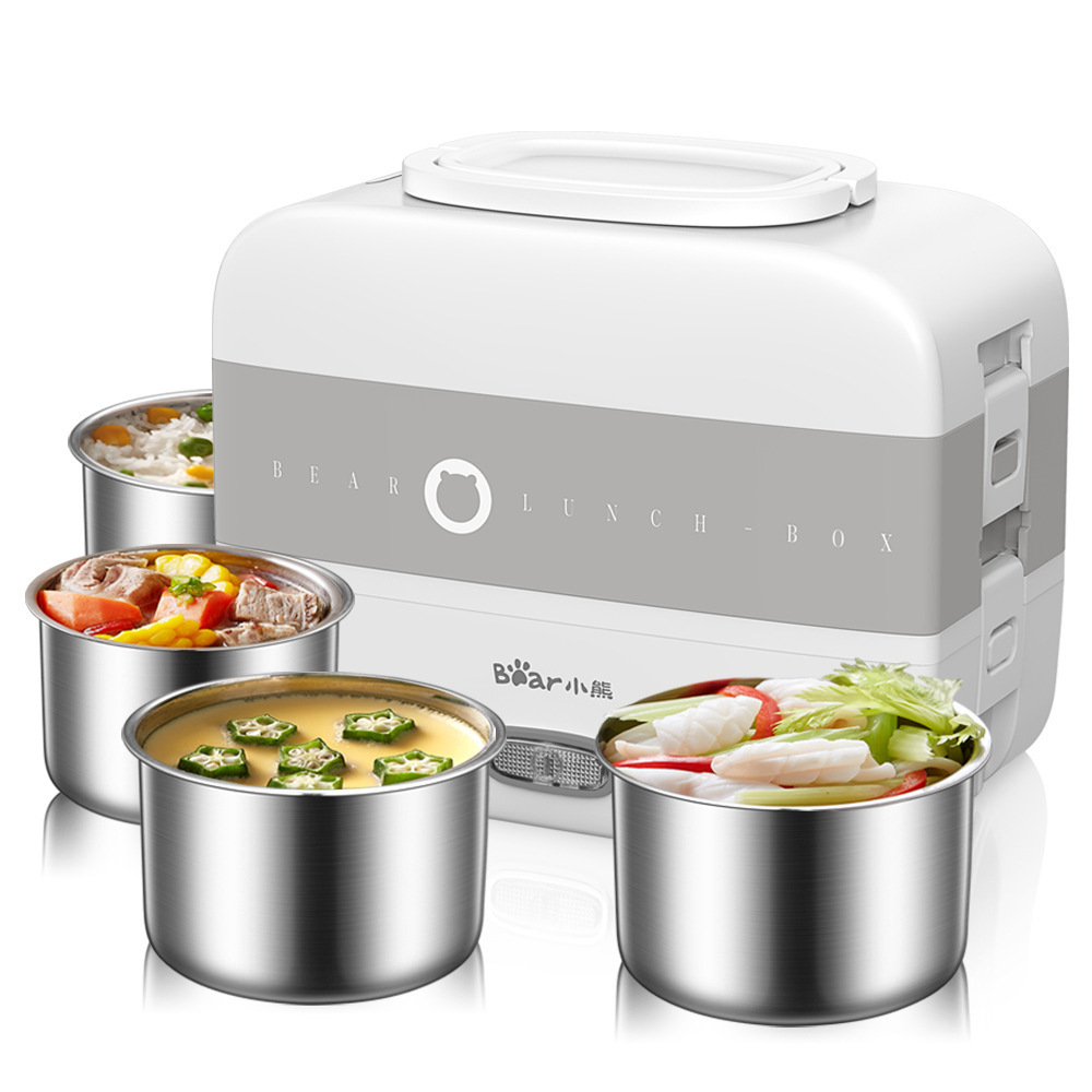 Hộp Cơm Giữ Nhiệt, Tự Hâm Nóng Và Nấu Chín Đa Năng 3 Ngăn BEAR DFH-B17K2 Dung Tích 1.5L Công Suất 270W - Hàng Chính Hãng