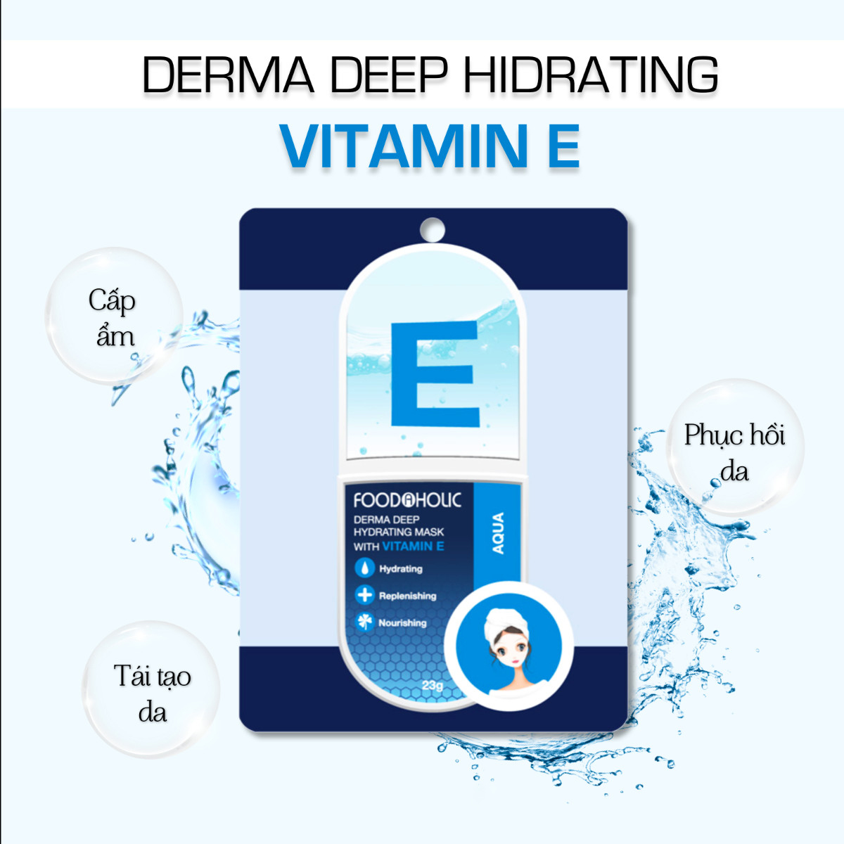 Combo 5 Mặt Nạ Dưỡng Ẩm Sâu Chiết Xuất Vitamin E Foodaholic Derma Deep Hydrating Mask 23g x 5