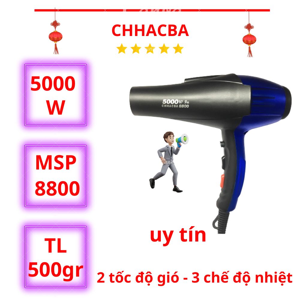 Máy sấy tóc công suất lớn 5000w/nóng - lạnh, dùng Salon tóc chuyên nghiệp/bổ sung ion dưỡng ẩm, làm mượt tóc/máy chạy khỏe, êm - sử dụng đa năng/sấy tóc nhanh khô, chăm sóc tóc, bảo vệ tóc hiệu quả/dây dài 2m, vỏ nhựa cao cấp