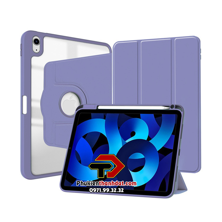 Bao da xoay 360 độ cho iPad Gen 10 2022 10.9 inch chống sốc, có ngăn đựng bút, nhiều kiểu dựng