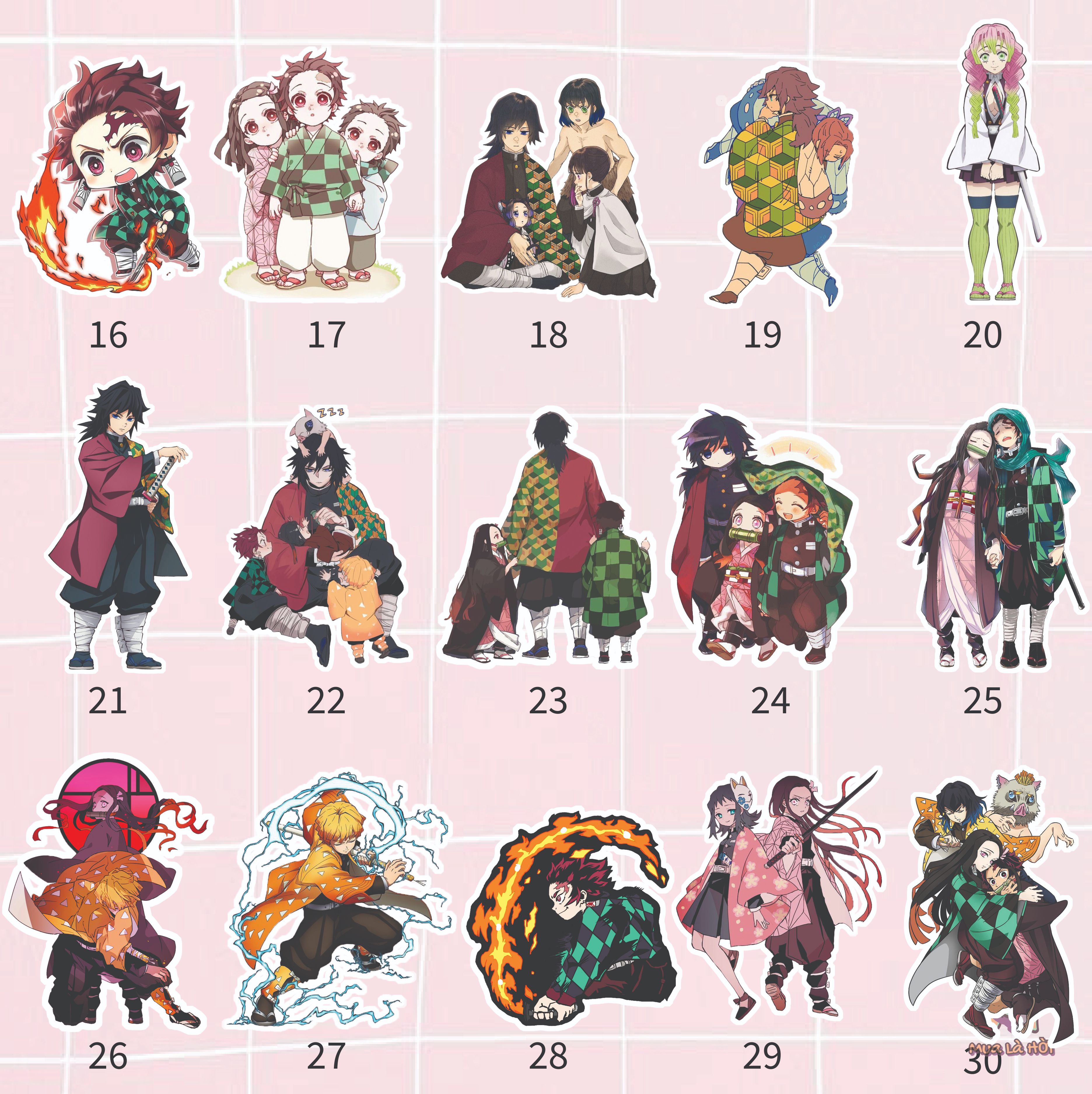 Miếng dán Stickers chủ đề Thanh gươm diệt quỷ