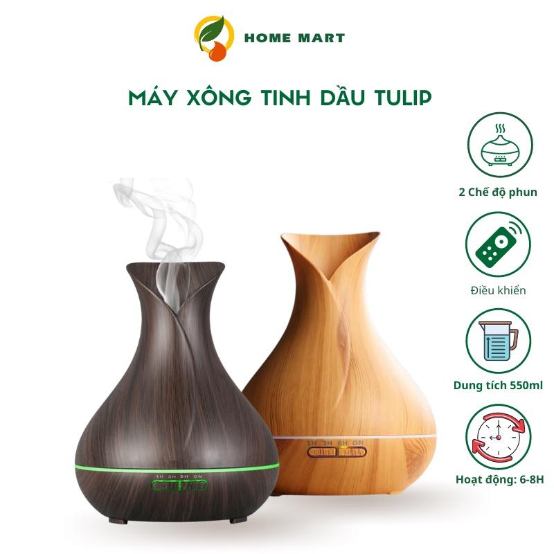 Máy xông tinh dầu Tulip phun sương tạo độ ẩm không khí, khuếch tán tinh dầu, đèn Led 7 màu, remote điểu khiển từ xa