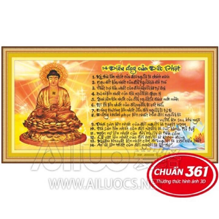 Tranh thêu 14 điều Phật dạy 53222 - kích thước: 120 * 55cm.