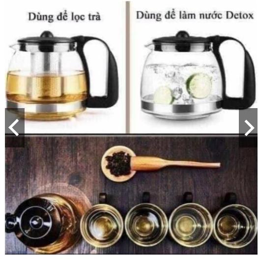 Bộ bình lọc trà thuỷ tinh chịu nhiệt kèm 4 cốc