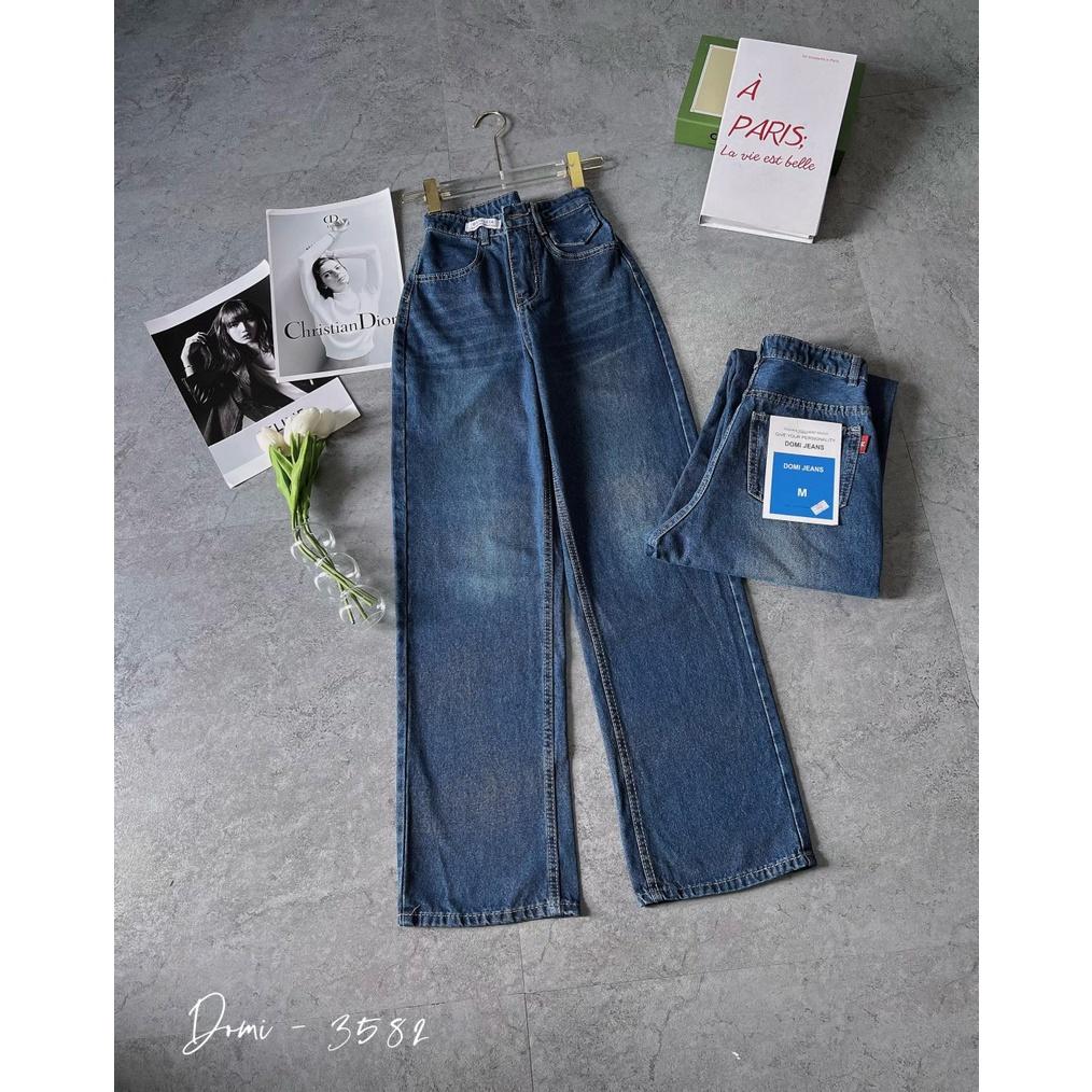 Quần jean baggy nữ rách gối lưng cao ống rộng hàng VNXK