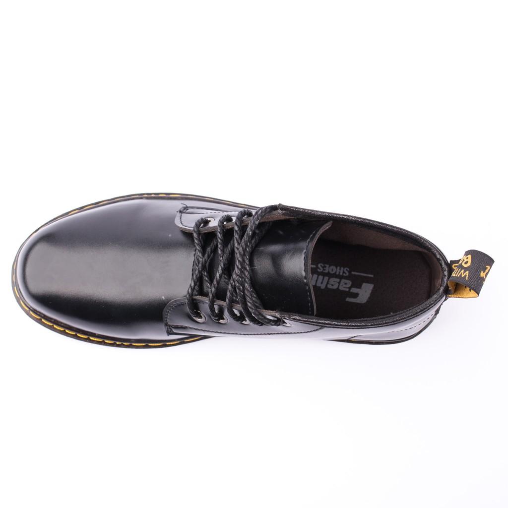 Giày Boot Nam Cổ Lửng Đế Khâu Da Trơn Màu Đen Cực Chất - M354-DEN- Kèm Lót Độn Đế Cao Su