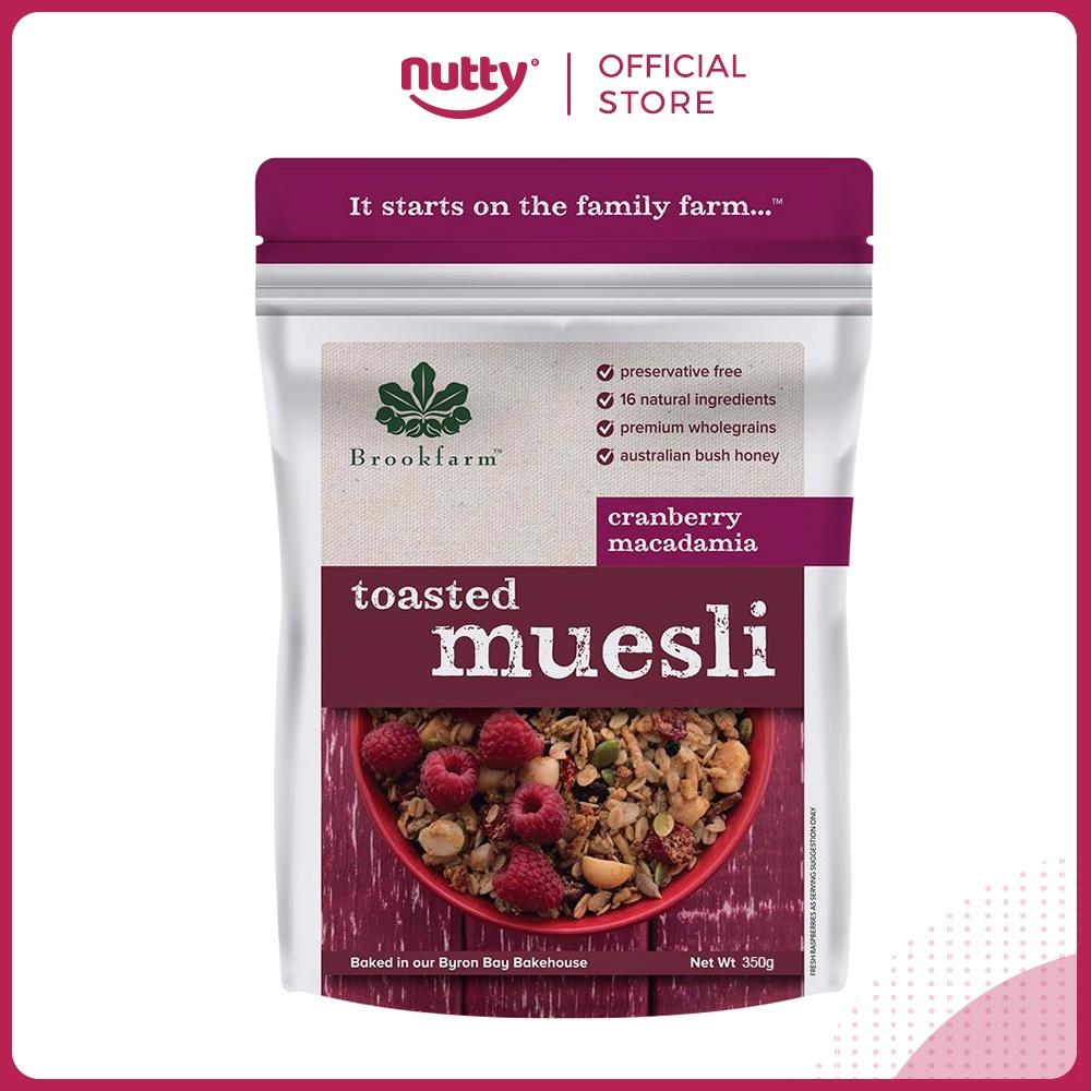 [Chính hãng] Ngũ cốc ăn sáng Brookfarm Toasted Muesli, vị ngon nướng nhẹ với mật ong rừng tự nhiên - Gói 350g