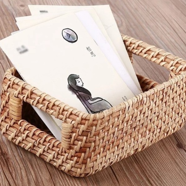 Giỏ mây đan đa năng BAMBOOO ECO đựng đồ có tay cầm trang trí decor