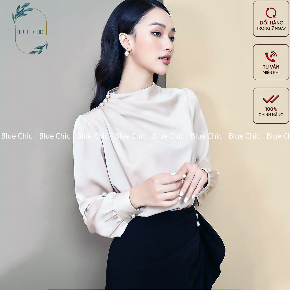 Chân váy khuy ngọc Blue Chic cạp cao dáng dài có lớp lót form công sở cao cấp mặc tôn dáng màu đen